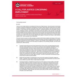 A call for justice concerning employment (Seventh Assembly)