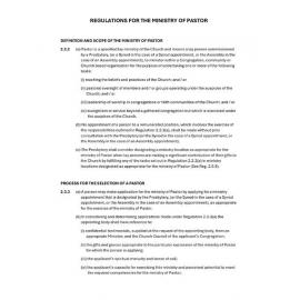 Regulations for the Ministry of Pastor (Excerpts from the UCA Regs 2018 Version) [SUPERCEDED]