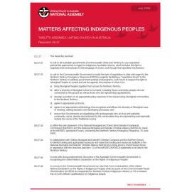 Matters affecting indigenous peoples (Twelfth Assembly)