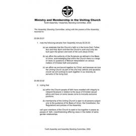 Ministry & membership of the Uniting Church (Tenth Assembly & ASC)