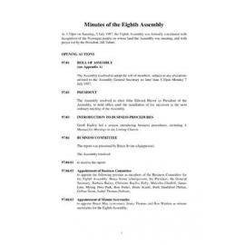 8th Assembly Minutes (1997)