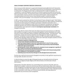 Public statement on Northern Territory intervention