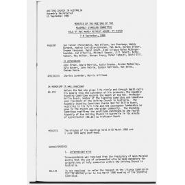 Assembly Standing Committee Minutes September 1985