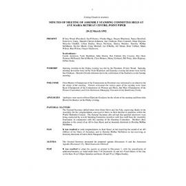 Assembly Standing Committee Minutes March 1992