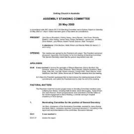 Assembly Standing Committee Minutes May 2000
