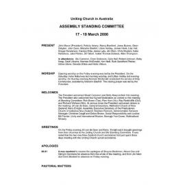 Assembly Standing Committee Minutes March 2000