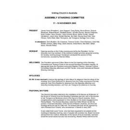 Assembly Standing Committee Minutes Nov 2000