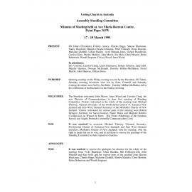 Assembly Standing Committee Minutes March 1995