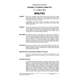 Assembly Standing Committee Minutes March 2003