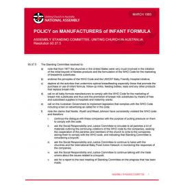Policy on manufacturers of infant formula