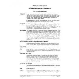 Assembly Standing Committee Minutes November 2007