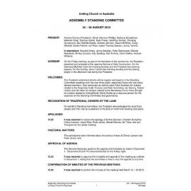 Assembly Standing Committee Minutes August 2012