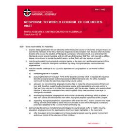 Response to the World Council of Churches (WCC) visit (Third Assembly)