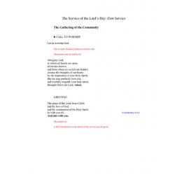 Service of the Lord's Day 1 (SLD1) Short Form