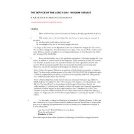 Service of the Lord's Day: Wisdom (An unauthorised model service offered for trial use)