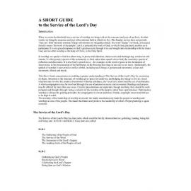 A Short Guide to the Service of the Lord's Day