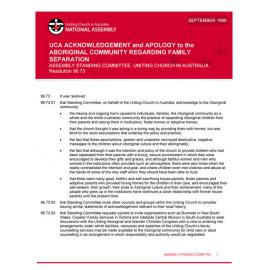 UCA acknowledgement & apology to Aboriginal community regarding family separation (ASC)
