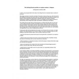 Uniting Church (UCA) position on asylum seekers & refugees