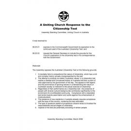 Uniting Church (UCA) response to Citizenship Test (ASC)