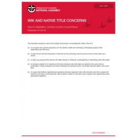 Wik and Native Title concerns (Eighth Assembly)