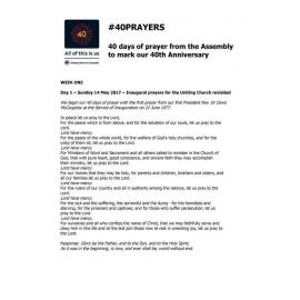 40 Days of prayer … to mark our 40th anniversary : week one