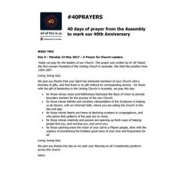 40 Days of prayer … to mark our 40th anniversary : week two