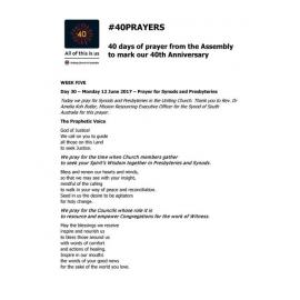 40 Days of prayer … to mark our 40th anniversary : week five