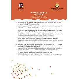 Acknowledgement of Country : Niuean