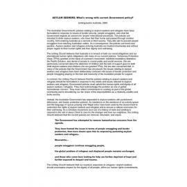 Asylum seekers : what's wrong with current Government policy?