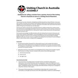 Guidelines for calling a minister from a partner church to serve in a UCA placement