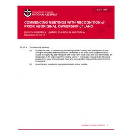 Commencing meetings with recognition of prior aboriginal ownership of land (Eighth Assembly)