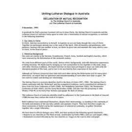 Lutheran-UCA Dialogue : Declaration of mutual recognition