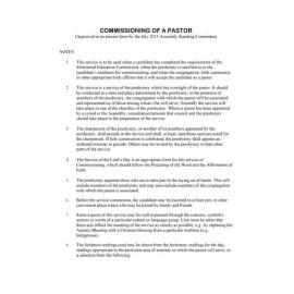 Commissioning of a Pastor