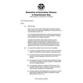 Detention of Australian citizens in Guantanamo Bay (Tenth Assembly)