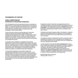 Ministry of Pastor : Core Competencies : guidelines for assessing competency