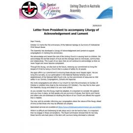 Pastoral letter to accompany Liturgy of Acknowledgement and Lament