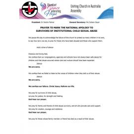 Prayer to mark the national apology to survivors of institutional child sexual abuse