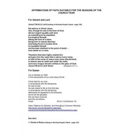 Affirmations of faith suitable for the seasons of the church year