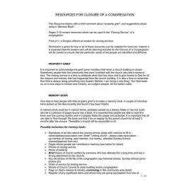 Resources for the closure of a congregation