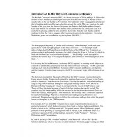 Introduction to the Revised Common Lectionary (RCL) 