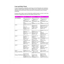 Revised Common Lectionary (RCL) : Lent and Holy Week