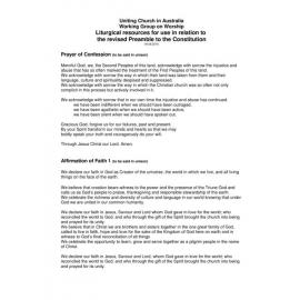 Liturgical resources for use in relation to the revised Preamble to the Constitution