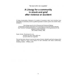 Liturgy for a community in shock and grief after violence or accident
