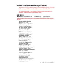 Rite for conclusion of a Ministry Placement