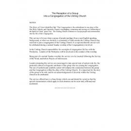 Reception of a group into a congregation of the UCA