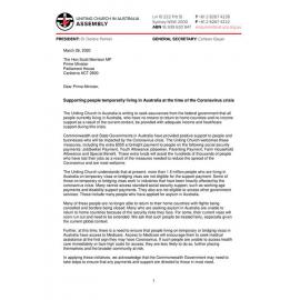 Letter to Prime Minister re support for vulnerable people during COVID-19 crisis
