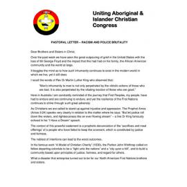 UAICC Pastoral Letter - Pr Mark Kickett - Racism and Police Brutality