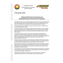 Cashless Debit Card - Media Release - UnitingCare Australia