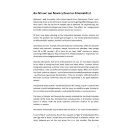 Are Mission and Ministry Based on Affordability?