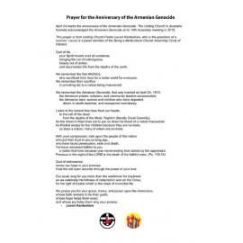 Prayer for the Anniversary of the Armenian Genocide
